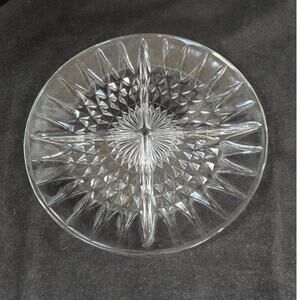 Vintage Anchor Hocking Crown Point 10" Round 4 Part Relish Pickle Tidbit Dish